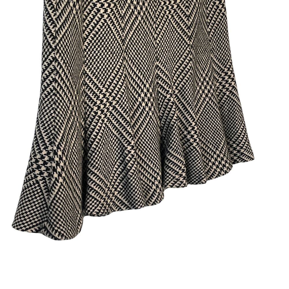 AK Anne Klein Skirt 100% Wool Houndstooth Tan Black Careerwear A-Line Size 8P - Picture 6 of 10